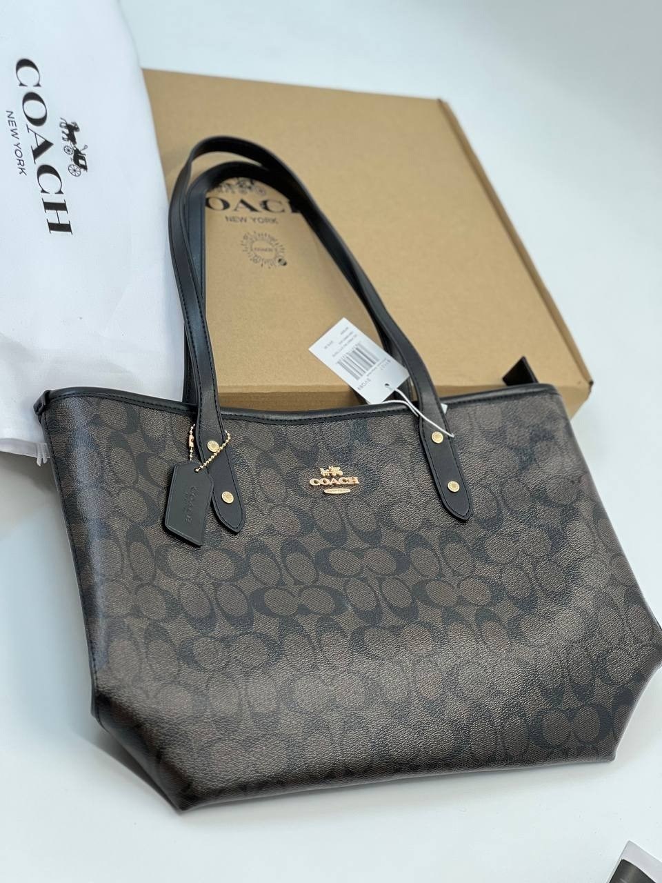 сумка тоут coach,coach gallery tote in signature canvas,женская сумка coach,coach сумки city tote in signature canvas,сумка шоппер coach