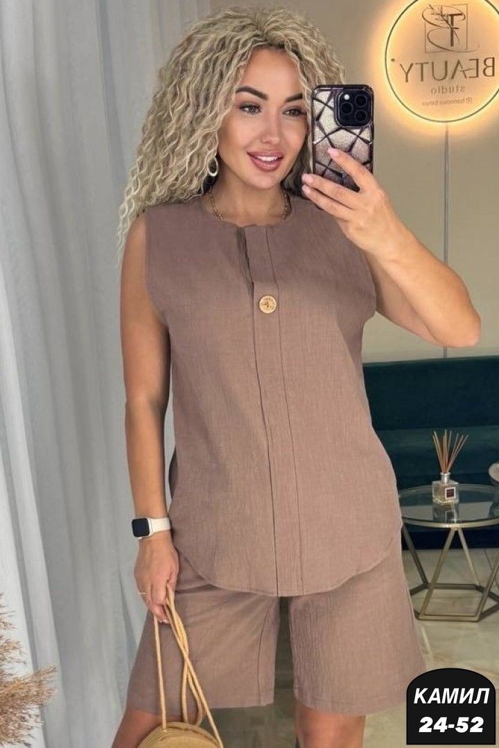 женский костюм с шортами,летние костюмы женские, ,летние костюмы,костюм из льна лайм