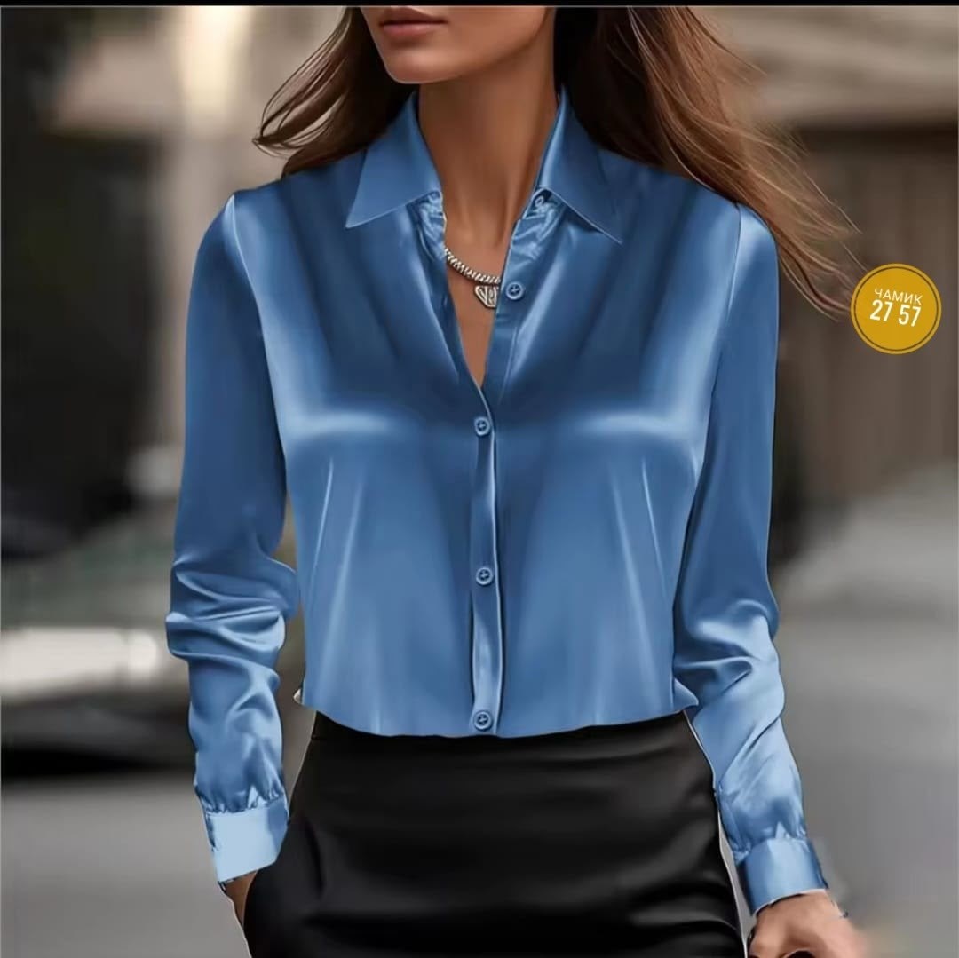 блузка женская,вечерняя блузка,блузка женская мода однотонная атласная шелковая рубашка с длинными рукавами,блузка из шелка,элегантная женская блузка
