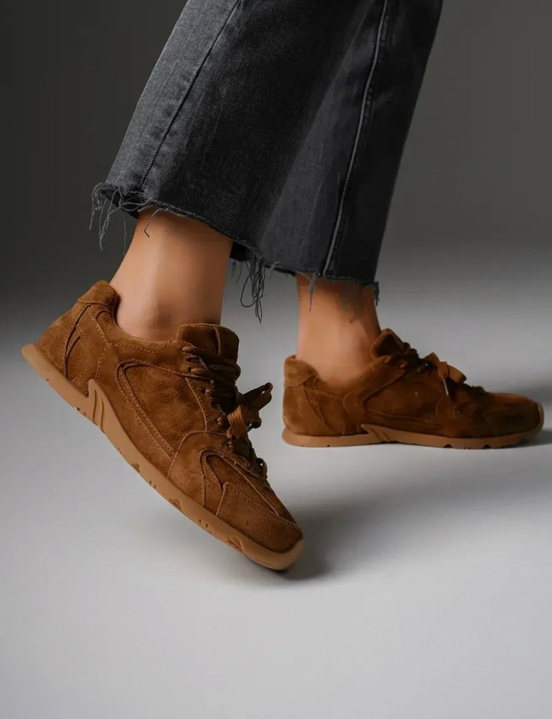 кроссовки tendance sx2337-01 зеленовато-коричневый,,коричневые кроссовки,кроссовки коричневые женские,замшевые кроссовки