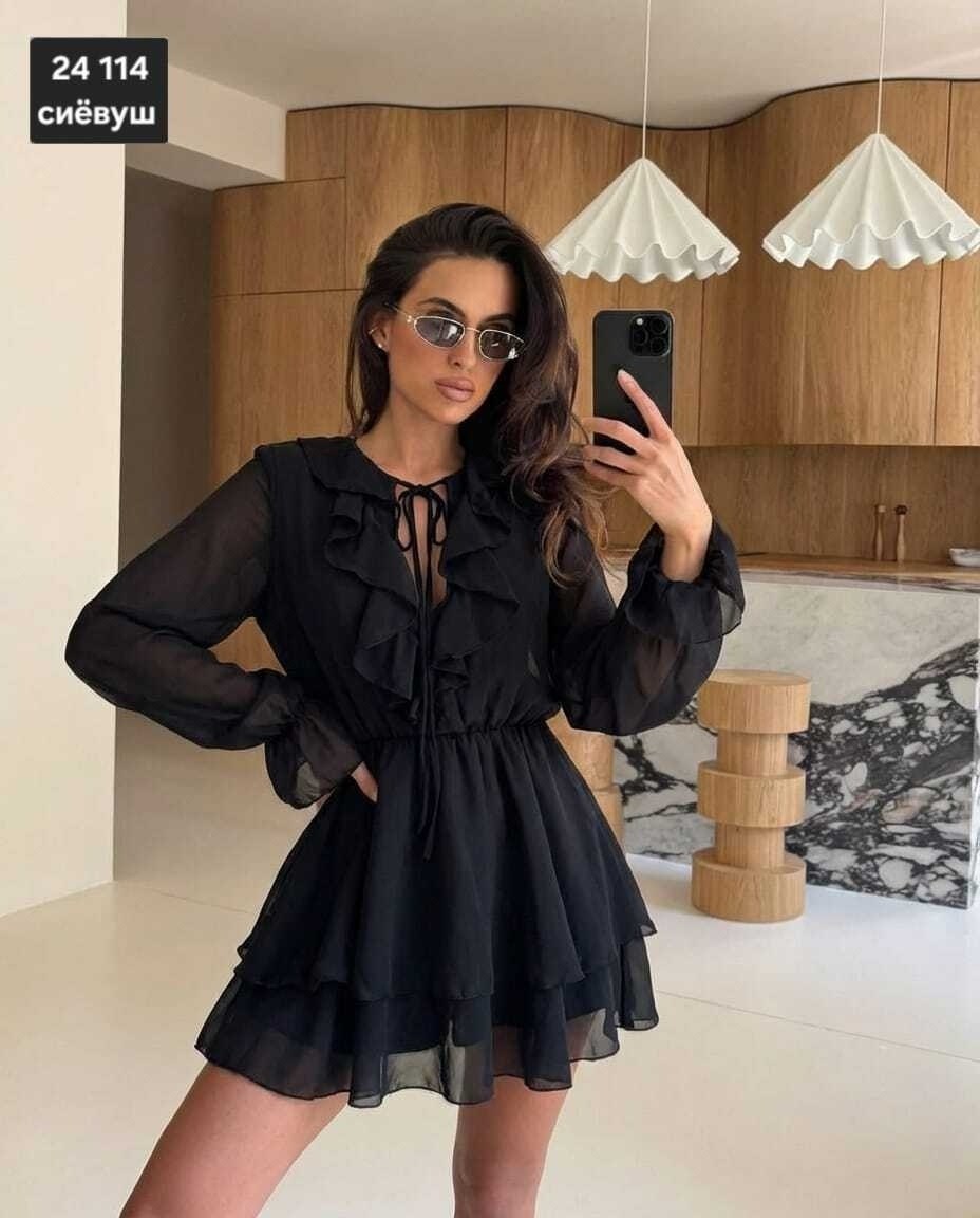 черное шифоновое платье,шифоновое платье,платье шифон,платье женской,платье стильное