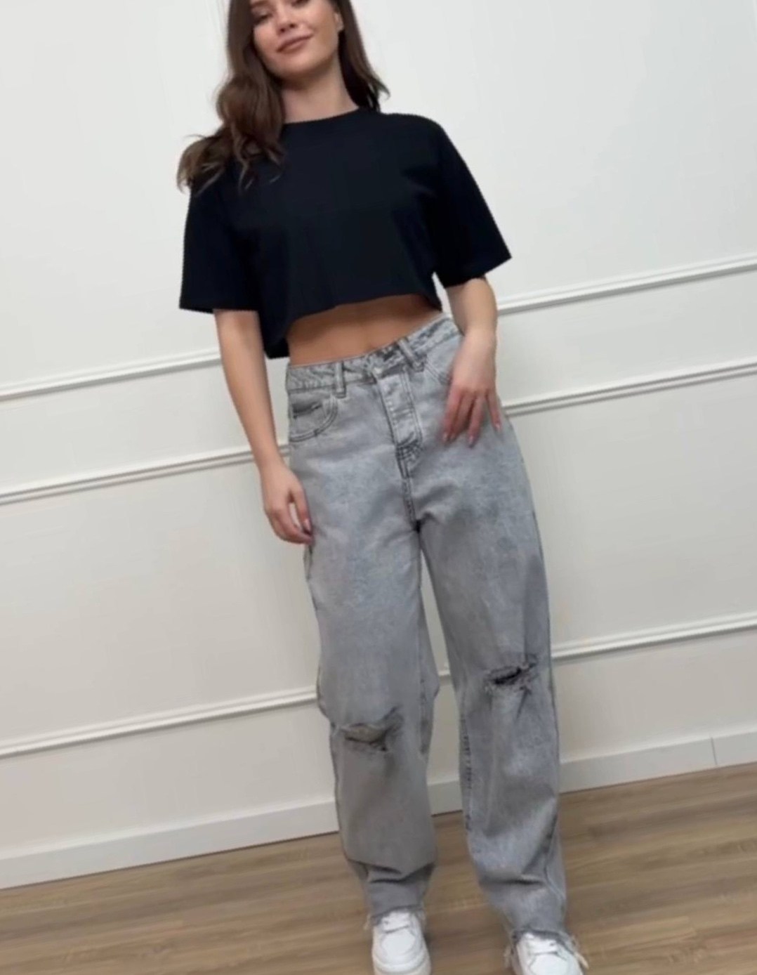 джинсы широкие рваные,серые широкие джинсы,серые джинсы,джинсы женские,джинсы оверсайз