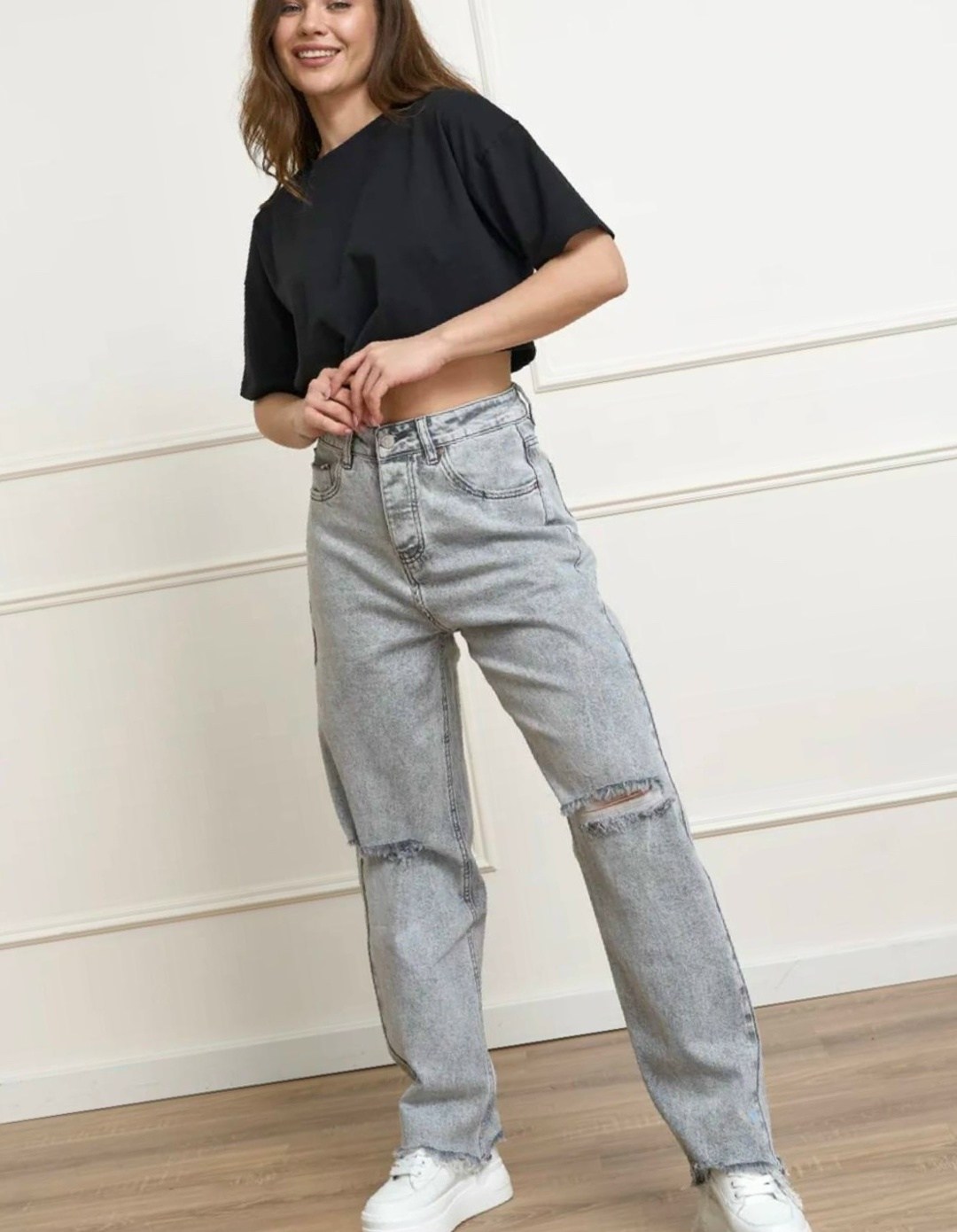 джинсы широкие рваные,серые широкие джинсы,серые джинсы,джинсы женские,джинсы оверсайз