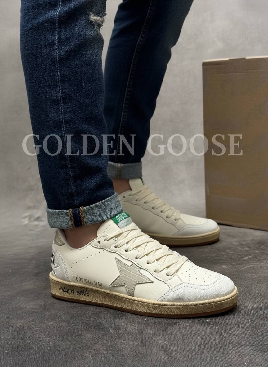 кроссовки golden goose ball star,golden goose кеды ball star с эффектом потертости белый,кроссовки golden goose,sneakers ball star golden goose,golden goose ball star leather sneaker white sand black