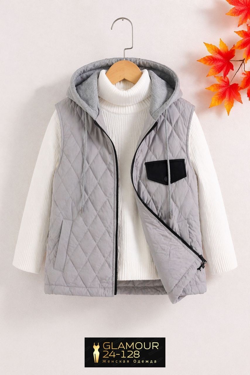 детский жилет,жилетка демисезонная,жилетка для детей,жилет для девочек,жилет с капюшоном