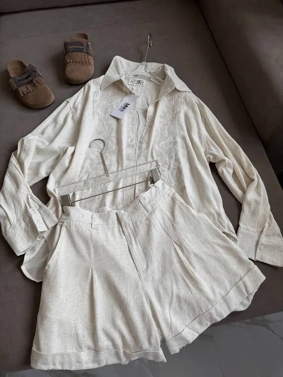 льняной костюм с шортами,льняные шорты,льняной костюм,костюм из льна,летний костюм из льна