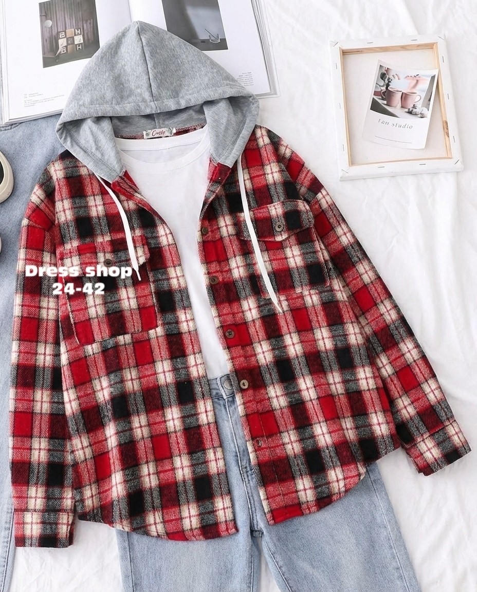 клетчатая рубашка с капюшоном,рубашка с капюшоном,рубашка в клетку с капюшоном,рубашка в клетку теплая с капюшоном,рубашка женская в клетку с капюшоном