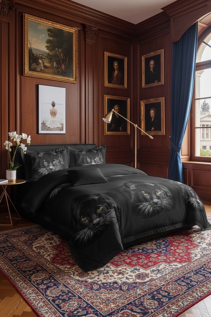 постельное 3д пантера,постельное белье из сатина 3d "черная пантера" 1,5 спальное,постельное белье 5д сатин гепард,постельного белья,постельное бельё евро пантера