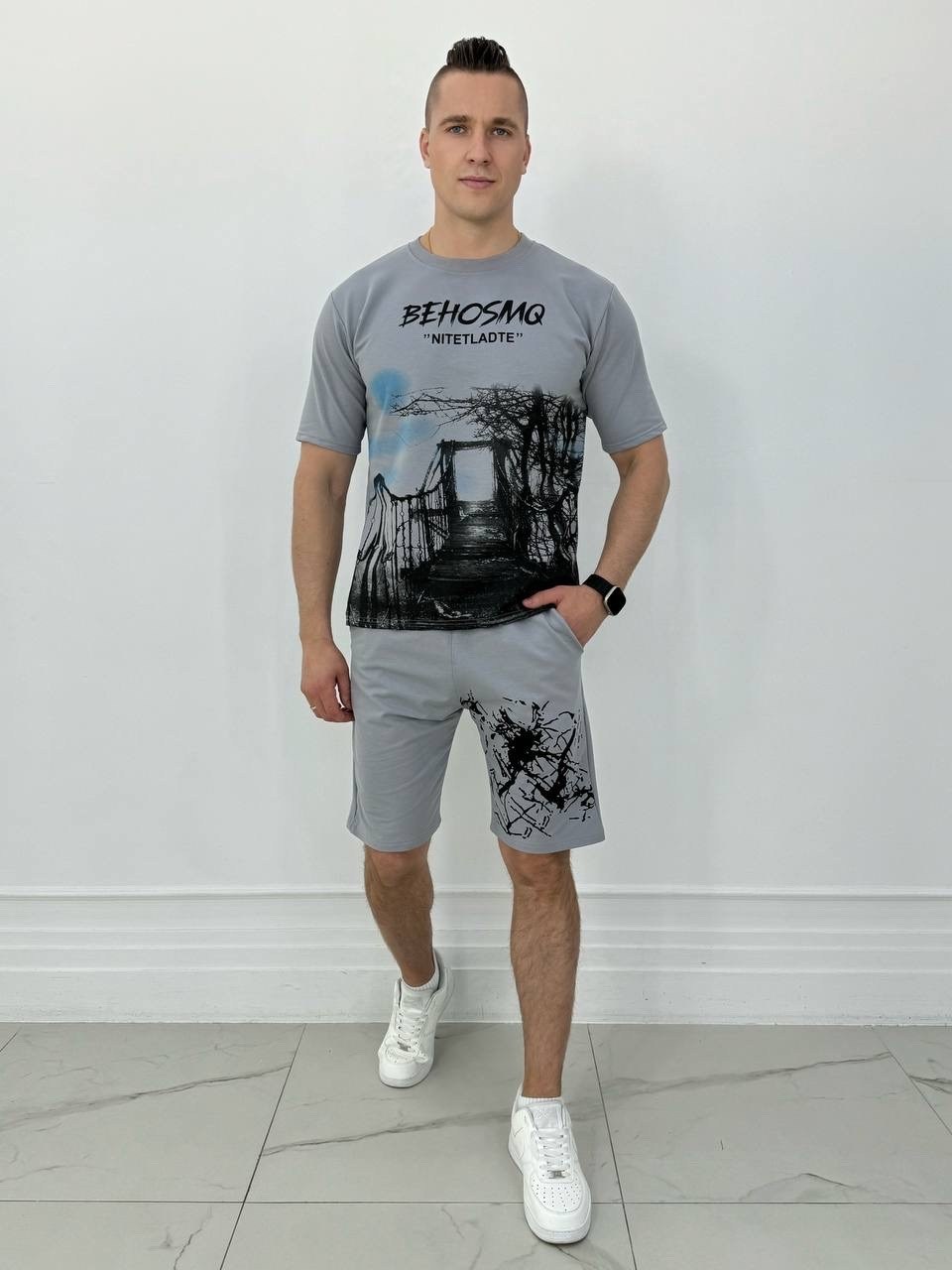 спортивные костюм мужские с шортами,костюм спортивный мужской с шортами и футболкой,мужской костюм с шортами,костюм летний с шортами и футболкой спортивный,костюм футболка с шортами kim store цвет чер