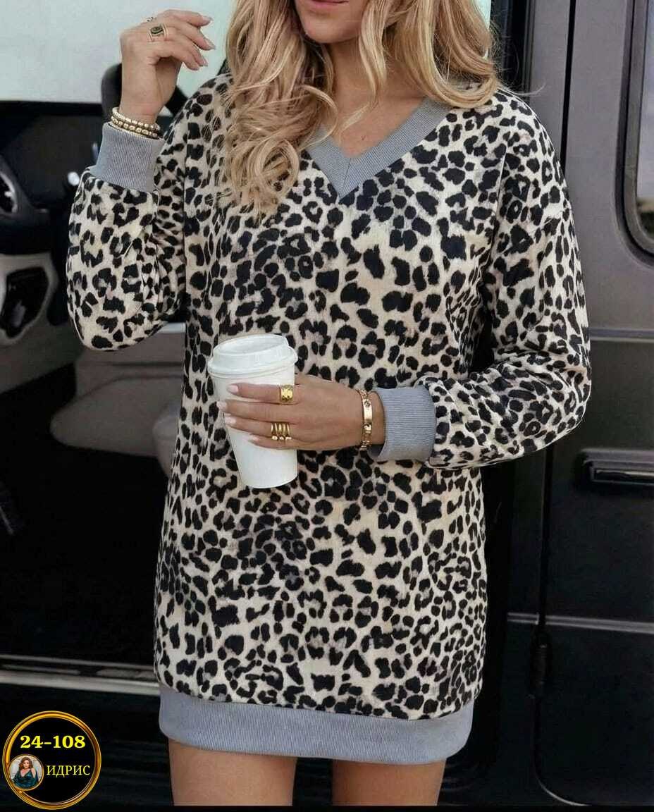 платье с леопардовым принтом,туника женская,платье туника женская,туники из леопардовой ткани,платье туника