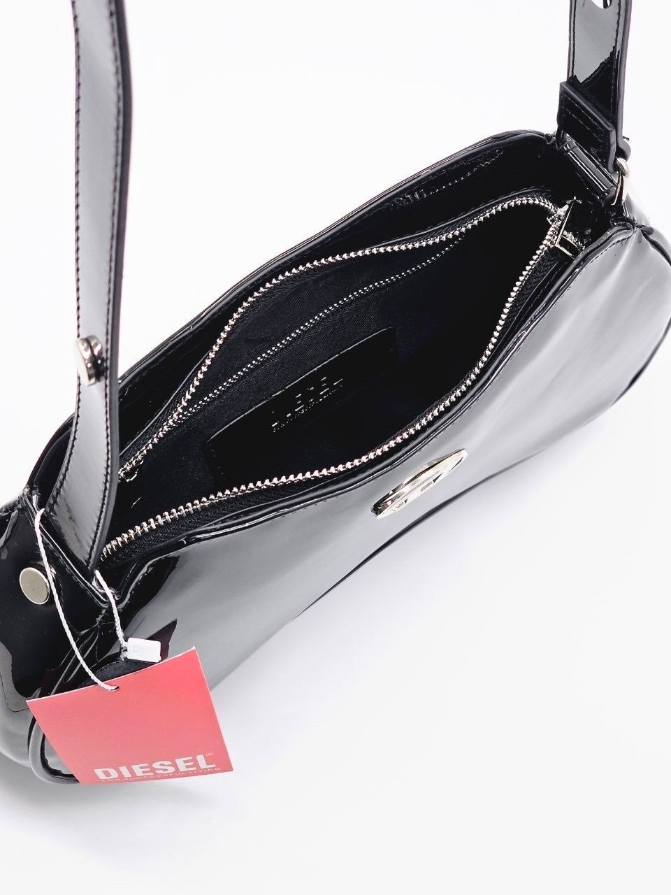 сумка через плечо diesel play черный,diesel глянцевая сумка на плечо play черный,сумка женская diesel черный,сумка,сумка через плечо diesel play x10221 черный