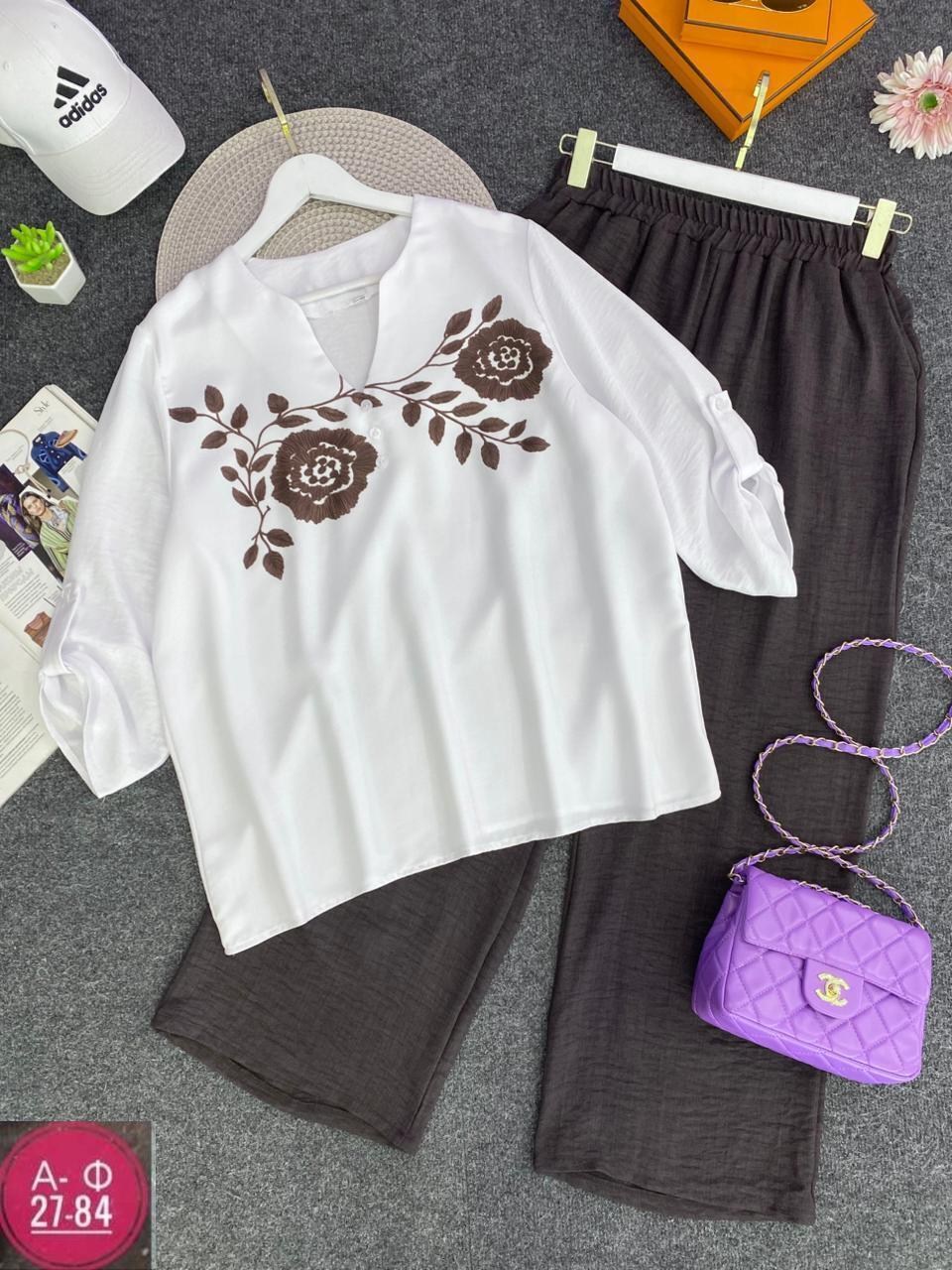 брючный комплект,женская блузка,блуза свободного силуэта,блуза женская,блуза и брюки