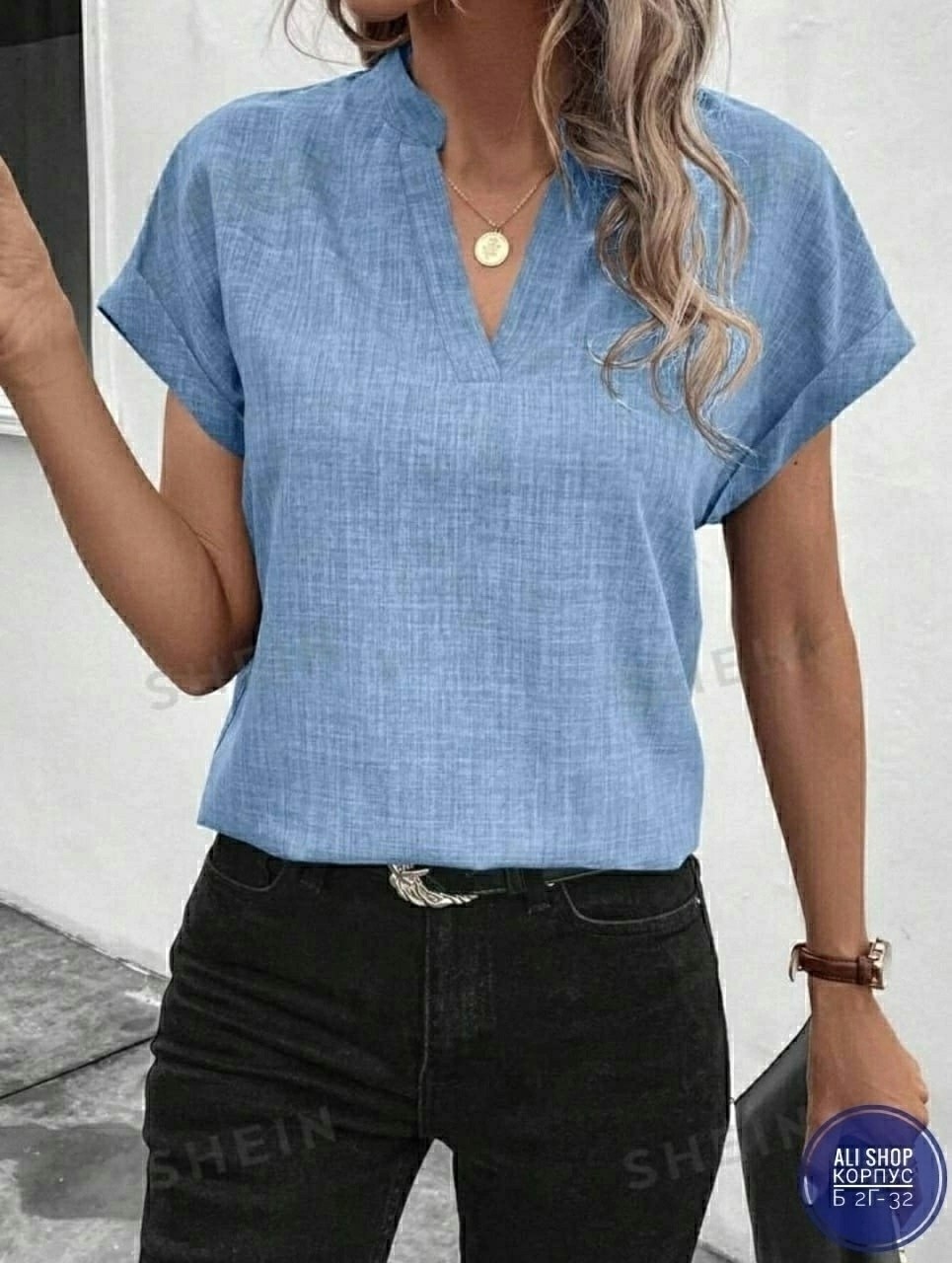 блузка женская,однотонная блузка,блузка модная,блузка с коротким рукавом повседневная в офис amemerci 222309446,модная женская блузка