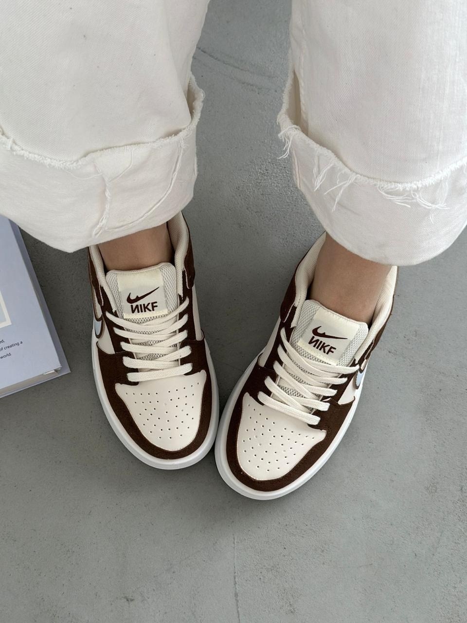 женская,кеды кожа,кроссовки,кроссовки найк nike dunk low cacao wow,кроссовки коричневые