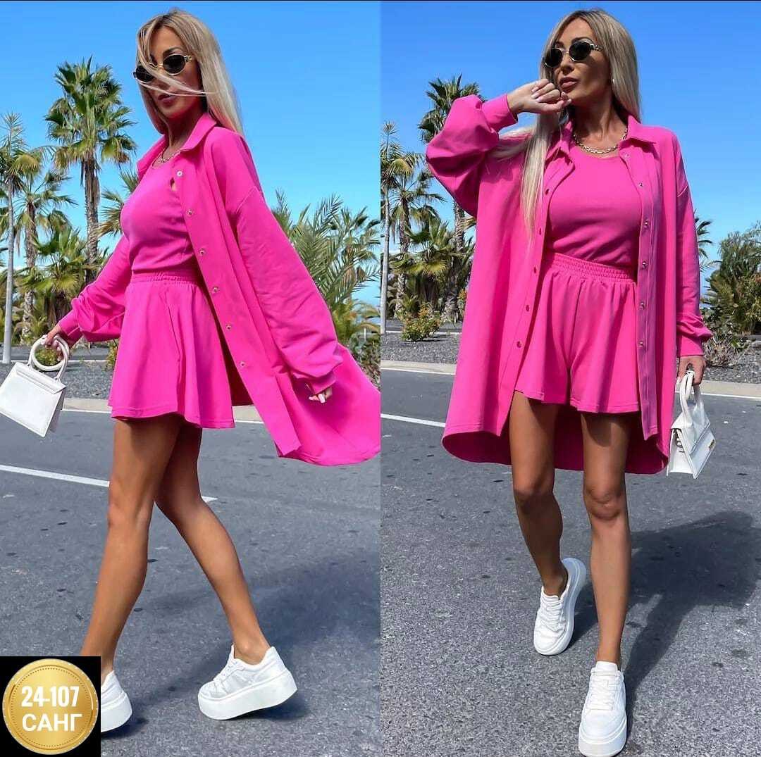женский костюм с шортами, ,модная ,женские костюмы,костюм розово