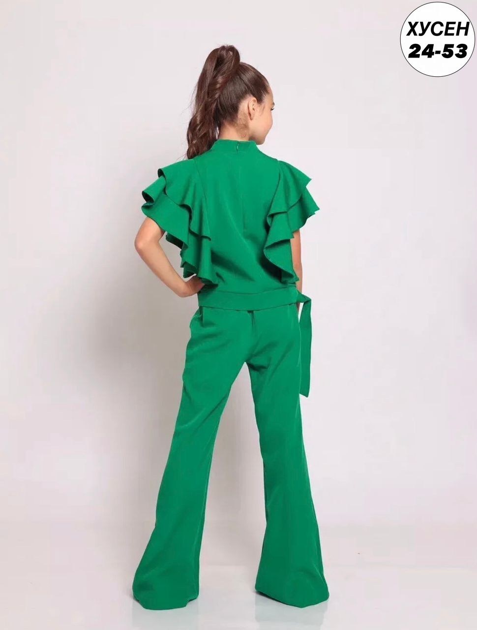 костюм брючный нарядный с воланами для подростка lemada brand,костюм брючный нарядный с воланами для подростка lemada brand цвет зеленый,костюм брючный нарядный для подростка,костюм брючный,костюм брю