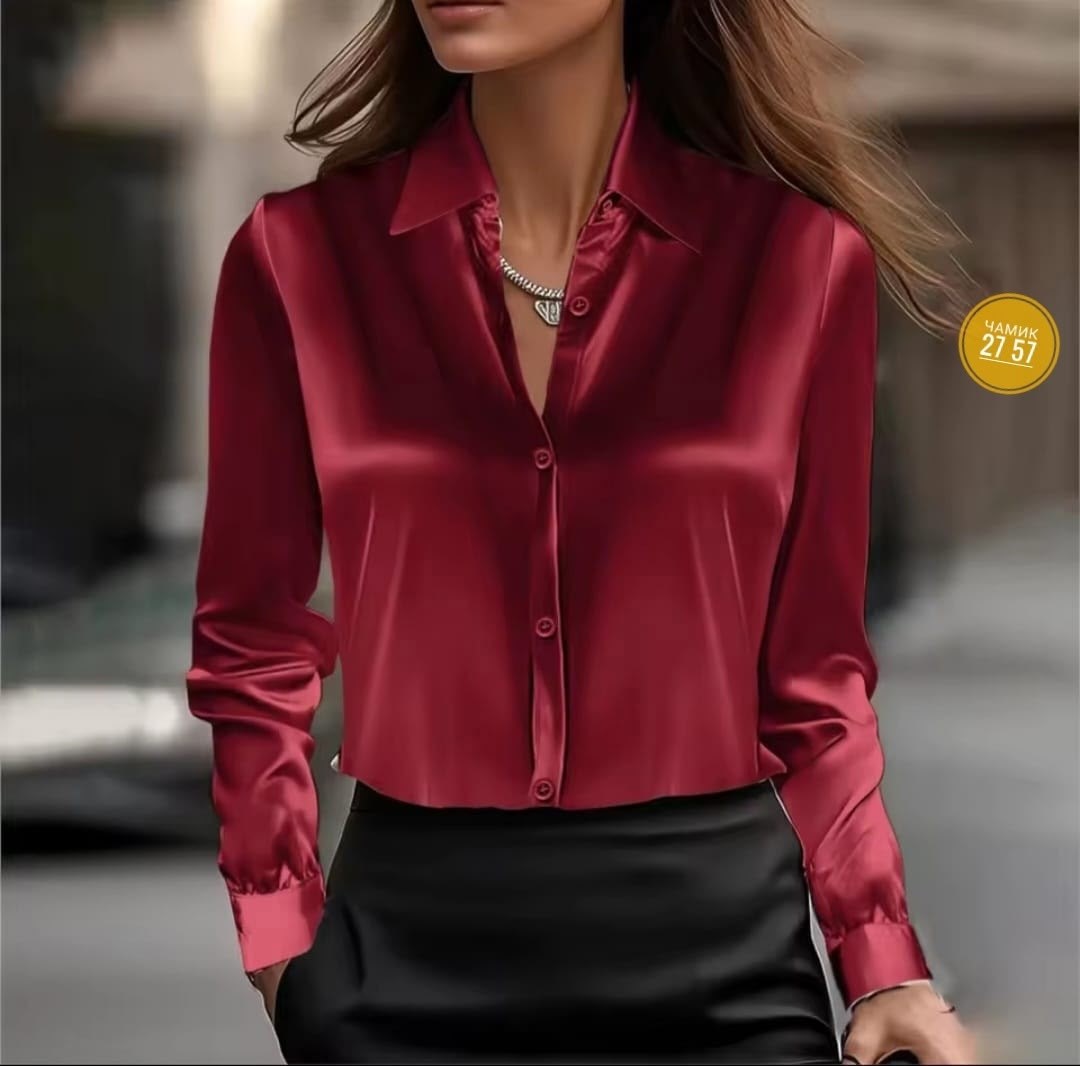 блузка женская,вечерняя блузка,блузка женская мода однотонная атласная шелковая рубашка с длинными рукавами,блузка из шелка,элегантная женская блузка