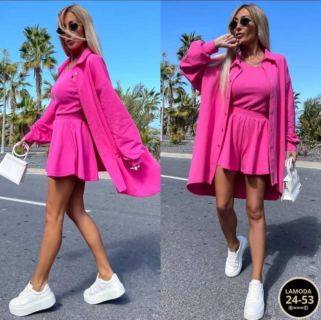 женский костюм с шортами,модная , ,женские костюмы,костюм розово
