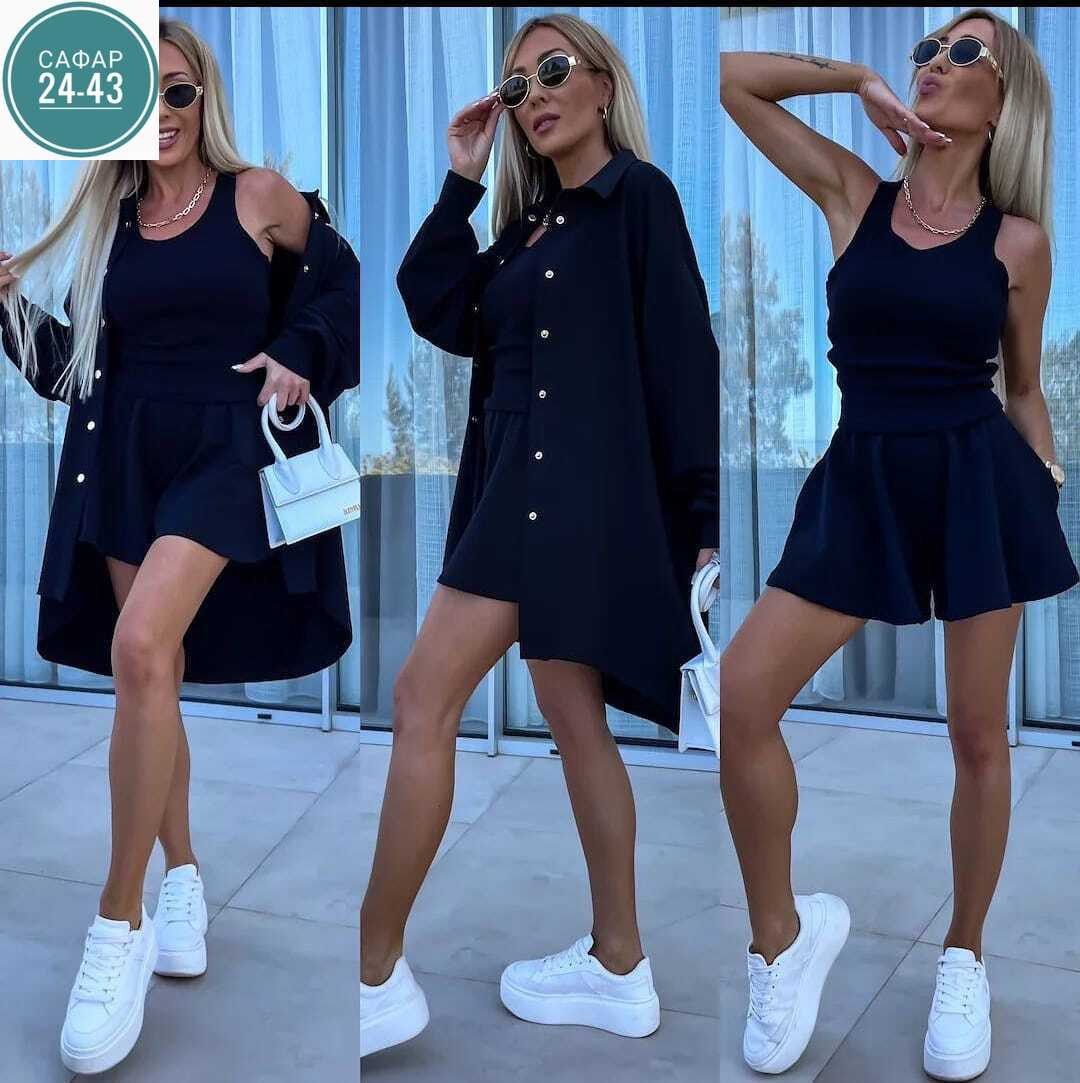 женский костюм с шортами,костюм женский тройка,летние костюмы,костюм тройка с шортами женский,костюм с юбкой