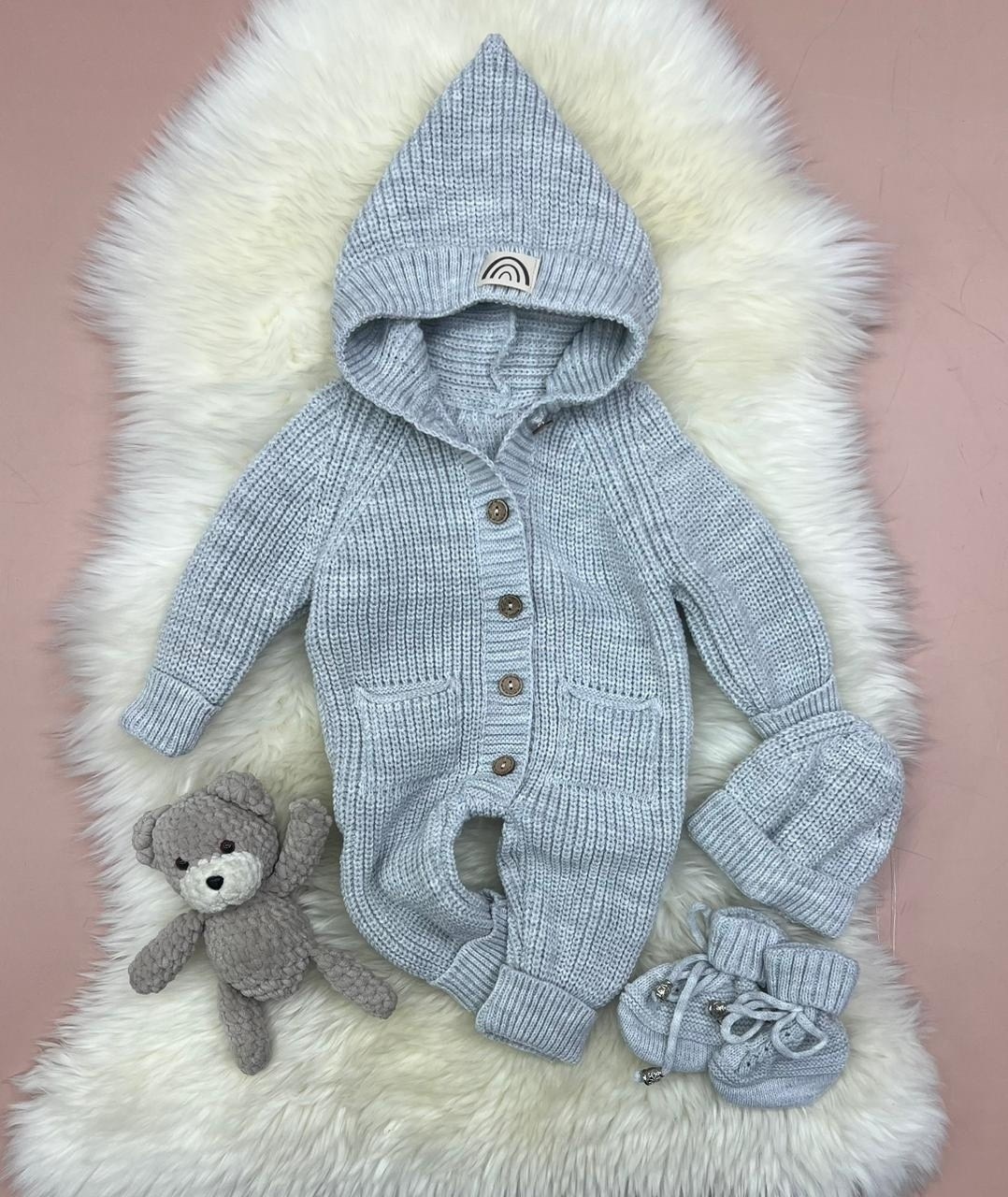 вязаный комбинезон для новорожденных с капюшоном,вязаные комбинезоны для новорожденных,вязаный комбинезон,комплект вязаный,комбинезон детский вязаный