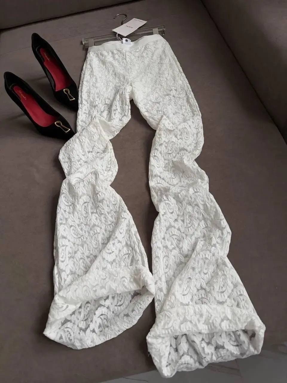 кружевные брюки,брюки с кружевом,брюки клеш из гипюра fati collection,кружевные белые брюки,кружевные штаны