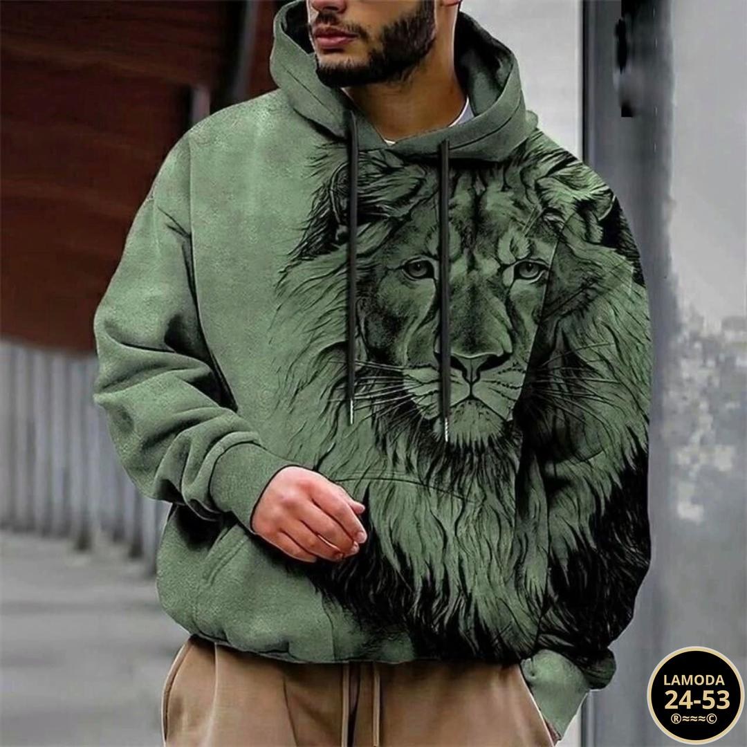 мужская толстовка с капюшоном и принтом в виде льва,мужская модная толстовка с капюшоном с принтом льва в стиле 3d,мужская модная толстовка с капюшоном с графическим львом и 3d-пр,мужская толстовка с