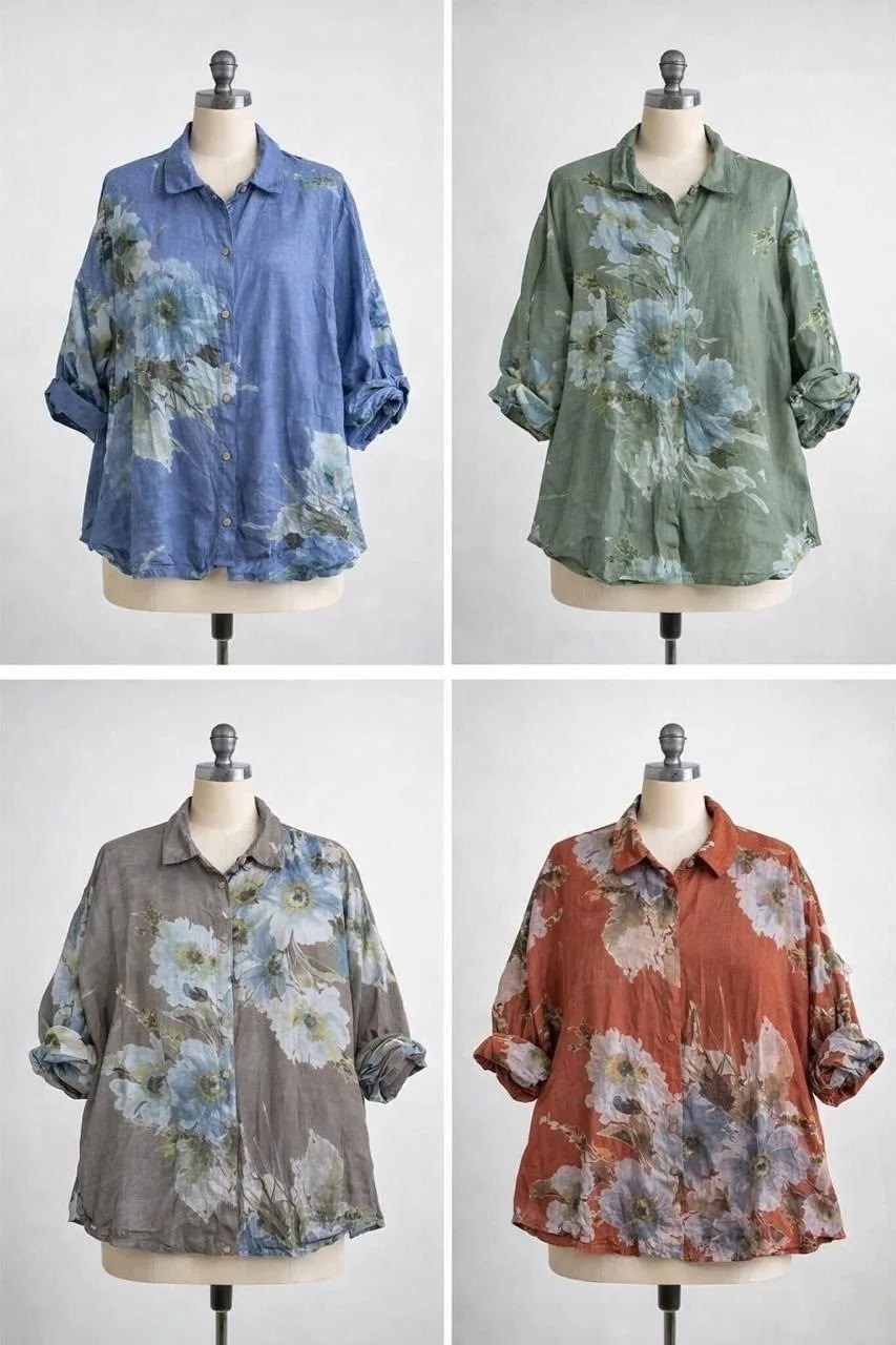 рубашка женская,женская повседневная льняная рубашка с цветочным принтом,рубашка из хлопка и льна,рубашка винтажная,рубашка женская летняя