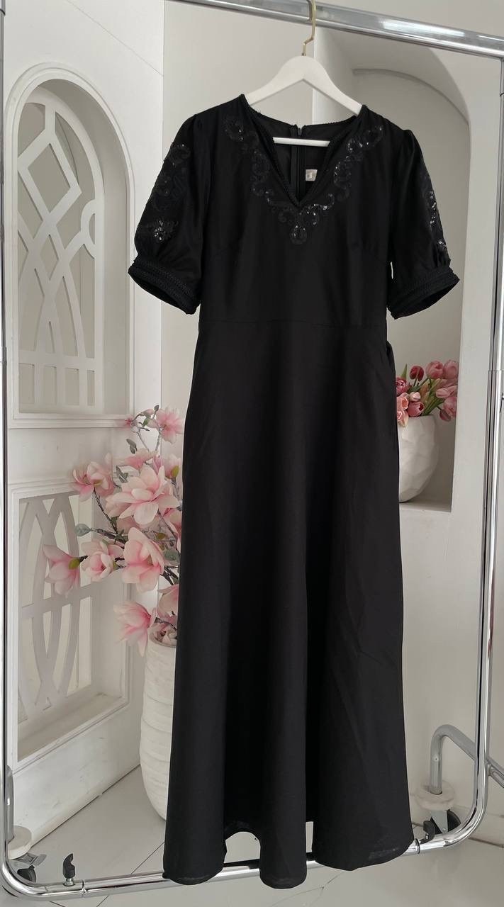 черное платье миди,платье миди,платья,платье женское черное,платье черное