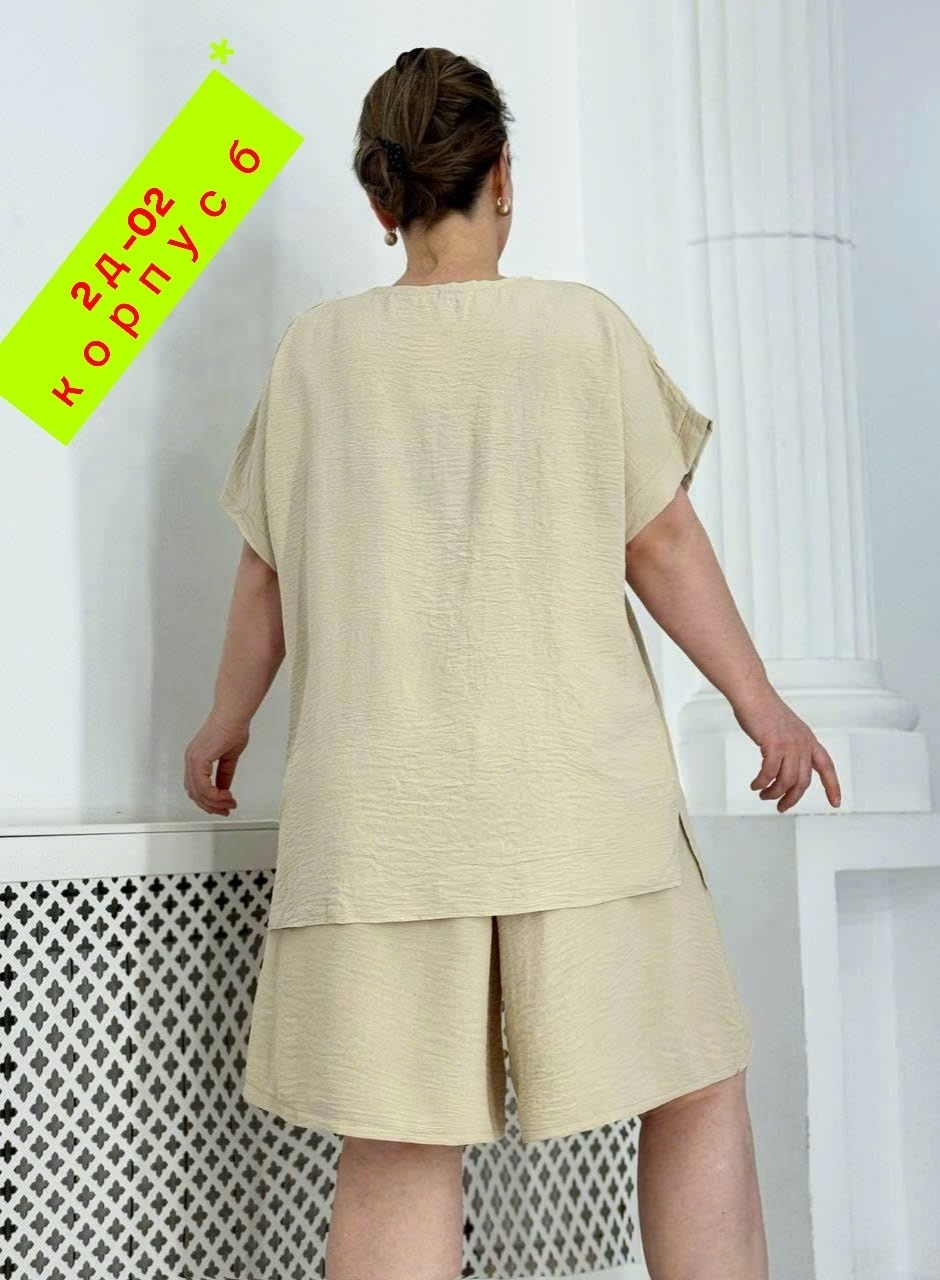 летний костюм с шортами больших размеров,женские летние костюмы,летний костюм свободного кроя,повседневный костюм,костюм оверсайз большого размера