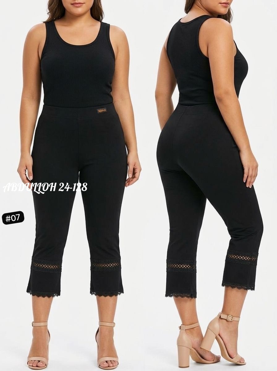 брюки с кружевом,капри леггинсы,брюки с кружевом по низу,лосины с кружевом,леггинсы женские