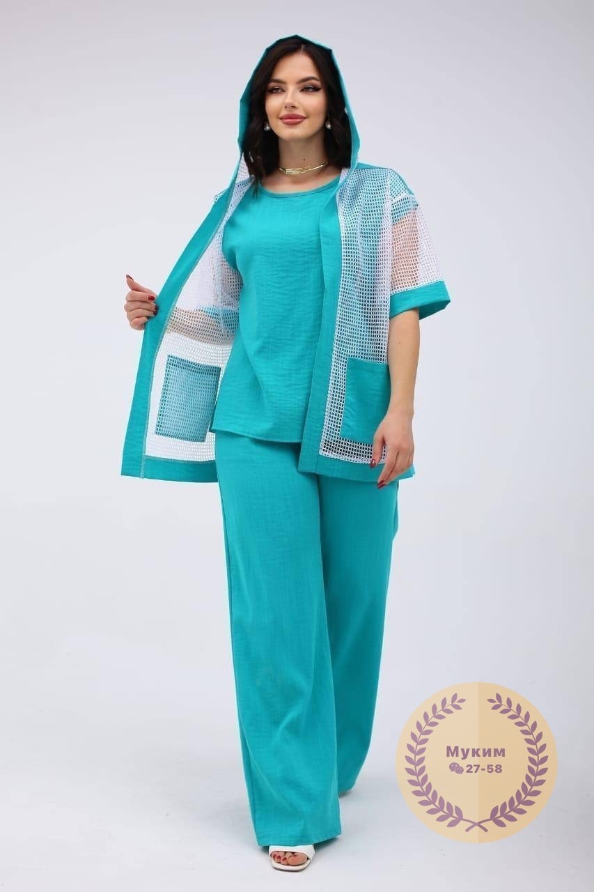 брючный костюм из прошвы,костюм женский,костюм с брюками,брючной костюм,летний брючный костюм