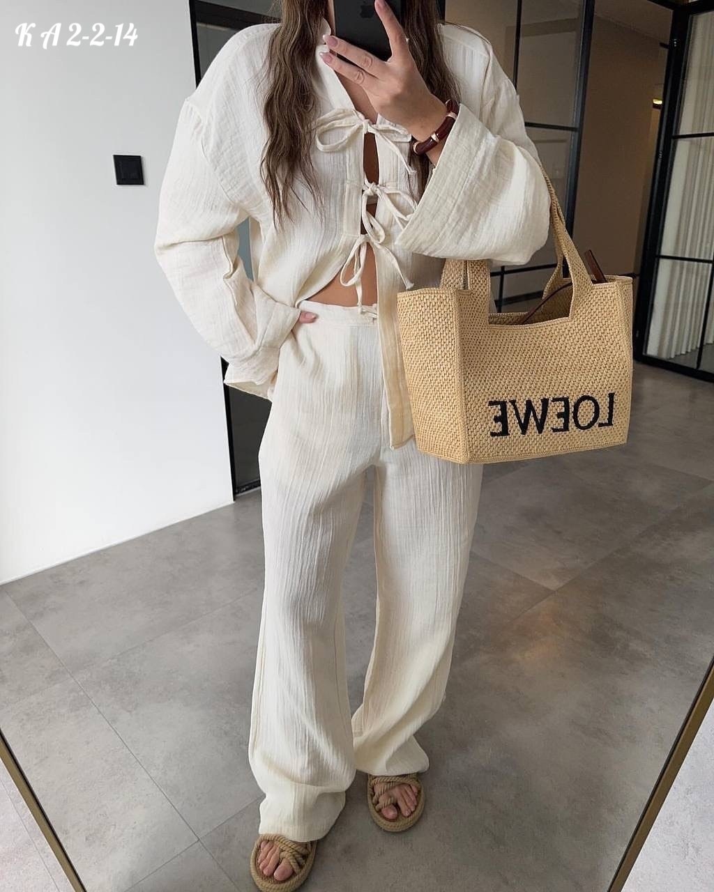 стильные костюмы,костюм женский летний,костюм женский летний штаны палаццо и рубашка на завязках из муслина,костюм женский летний штаны палаццо и рубашка на завязках из муслина розовый,женские костюмы