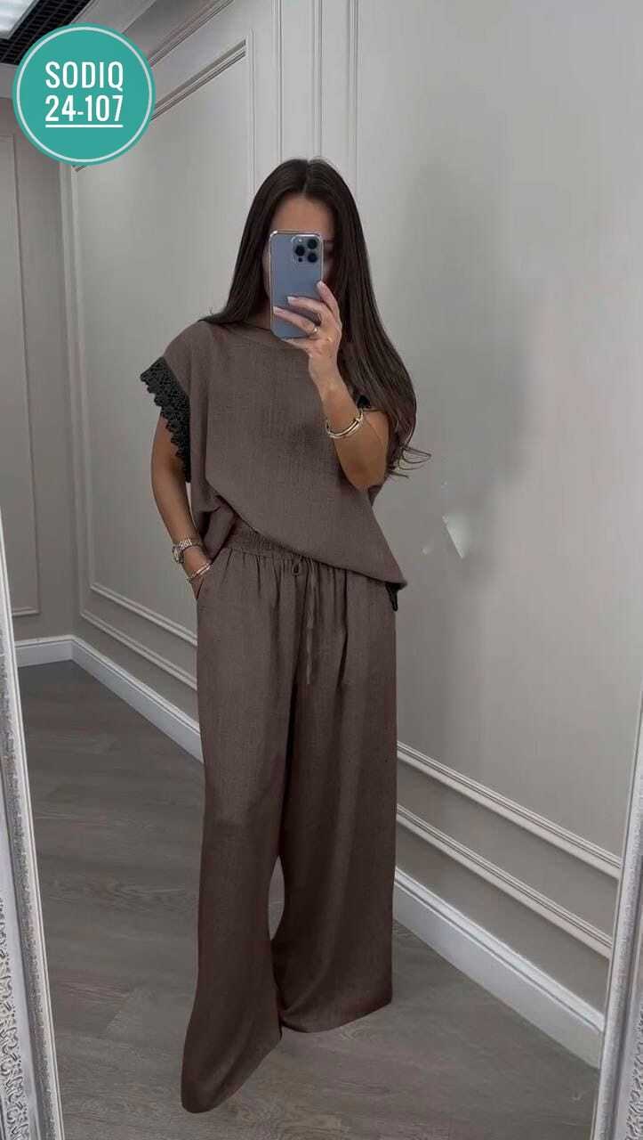 костюм льняной женский,костюм повседневный женский,летние костюмы,женские костюмы,костюм с брюками