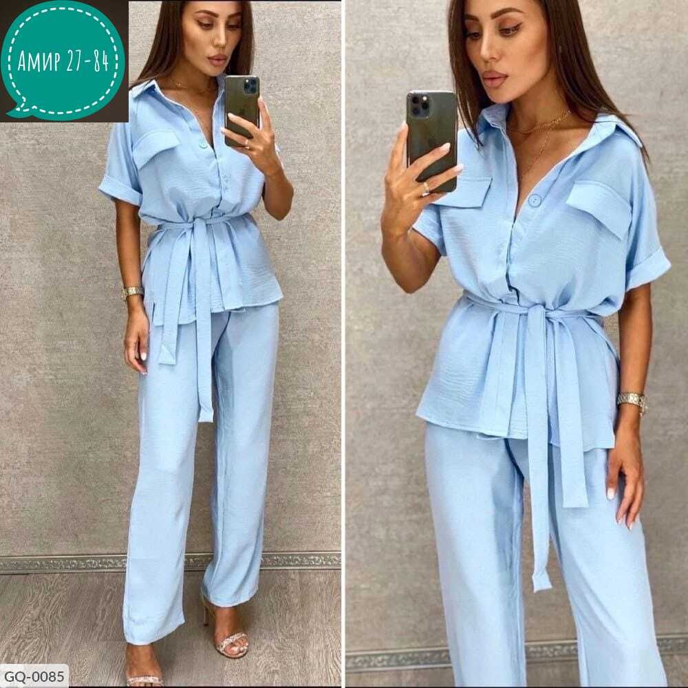 брючный костюм,костюм женский летний брючный,брючный костюм жатка,костюм двойка женский летний брючный,женский летний костюм блузка и брюки прямые цвет хаки