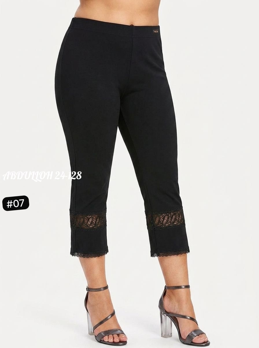 брюки с кружевом,капри леггинсы,брюки с кружевом по низу,лосины с кружевом,леггинсы женские