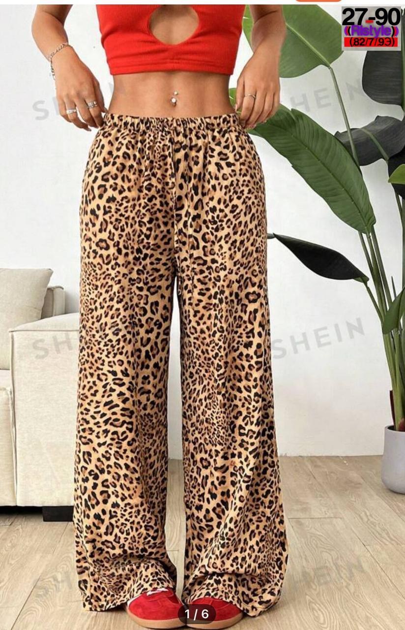 брюки chicever женские с леопардовым принтом,женские широкие брюки с леопардовым принтом,женские широкие брюки twotwinstyle с леопардовым принтом и высокой талией,брюки прямого покроя с леопардовым пр