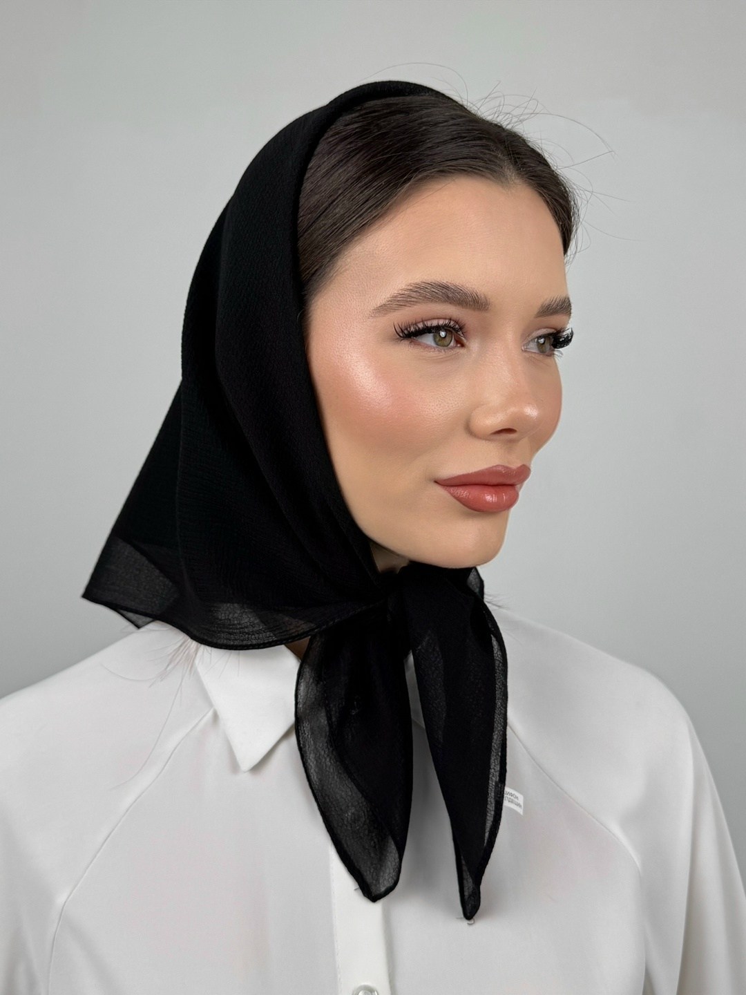 платок шелковый на голову шею,женские платки,платки косынка,однотонный женский платок,платок шифоновый