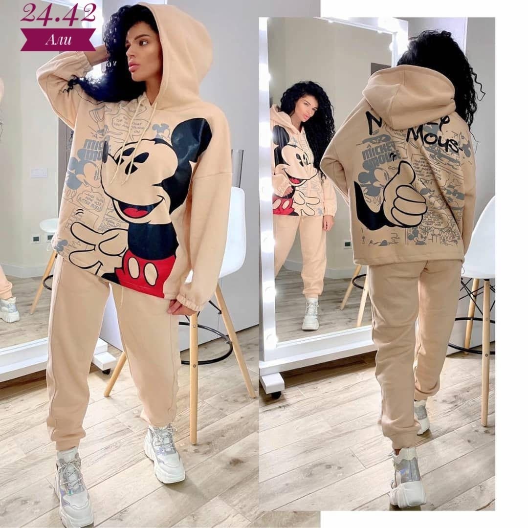 костюм с микки маусом,спортивный костюм с принтом микки маус,женский спортивный костюм на флисе микки,костюм теплый,костюм с микки маусом женский