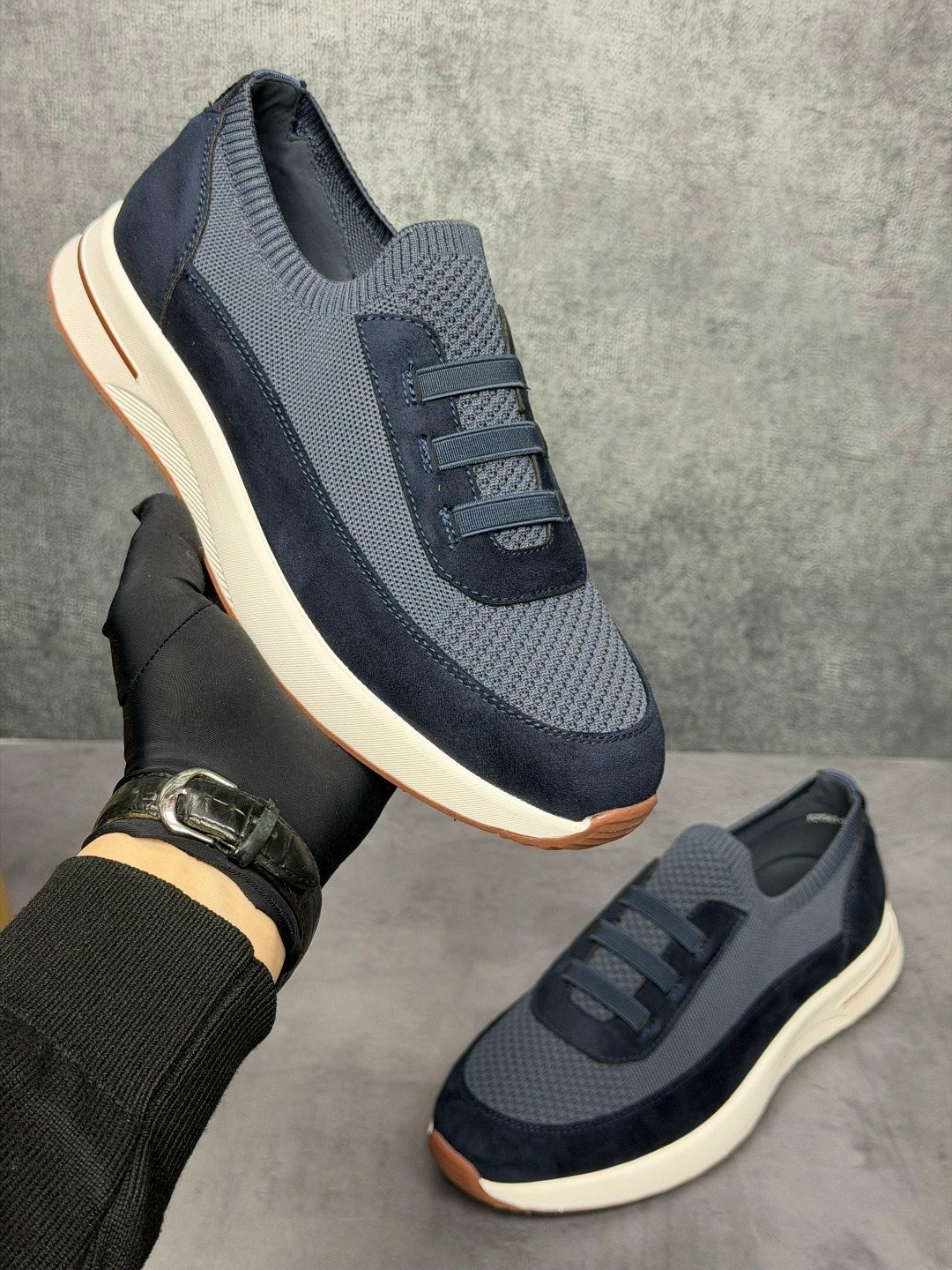 замшевые кроссовки loro piana week end walk - blue,кроссовки loro piana,,замшевые кроссовки,мужские кроссовки