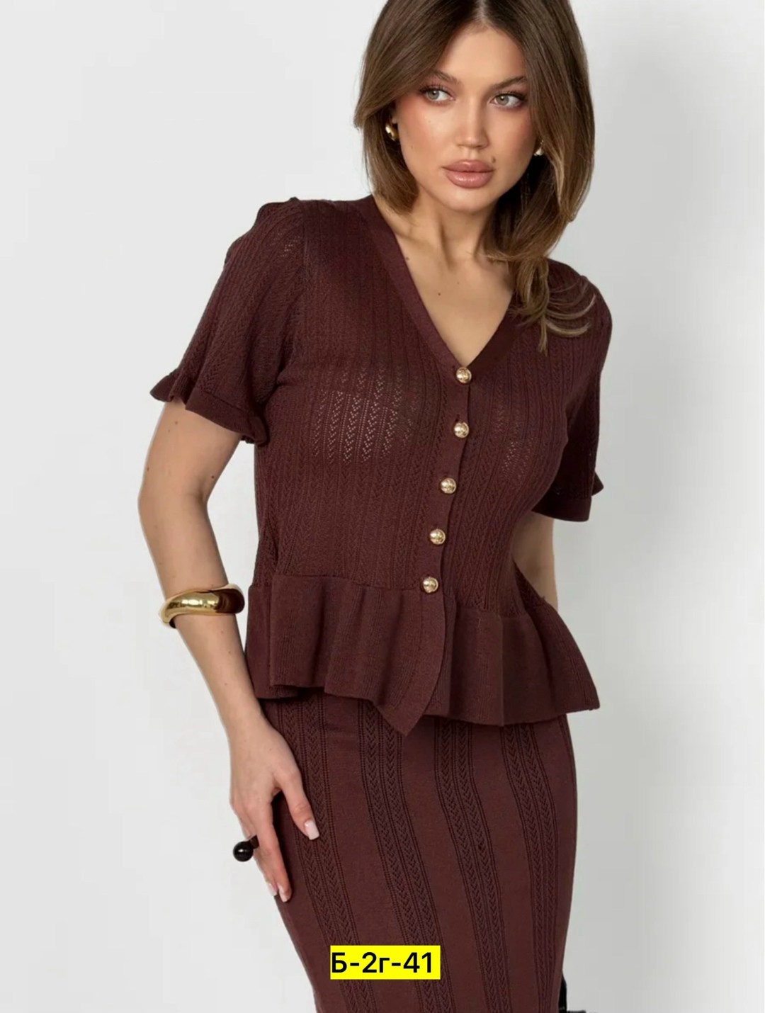 костюм трикотажный с юбкой мини emberens,женская кофта,трикотажный костюм,трикотажный костюм с мини юбкой,костюм трикотажный с юбкой мини шоколадный