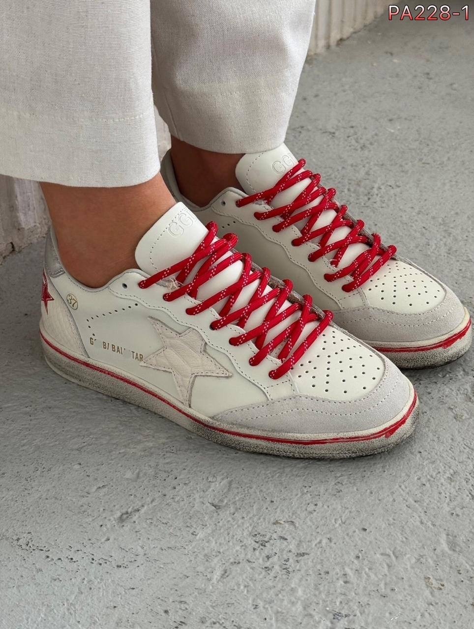 ,кроссовки golden goose ball-star low белый красный,кроссовки golden goose,кеды golden goose "ball star" красные,женские кроссовки