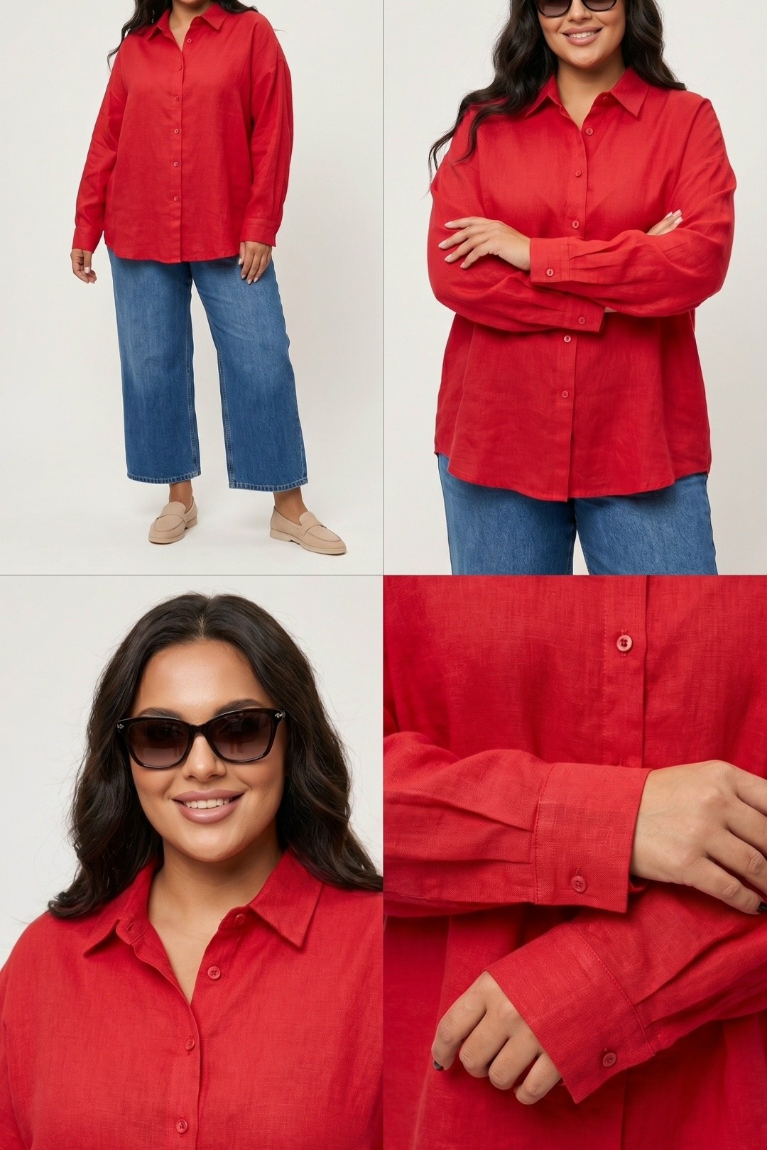 льняная рубашка женская,рубашка женская,рубашка оверсайз женская,красная рубашка,удлиненная рубашка