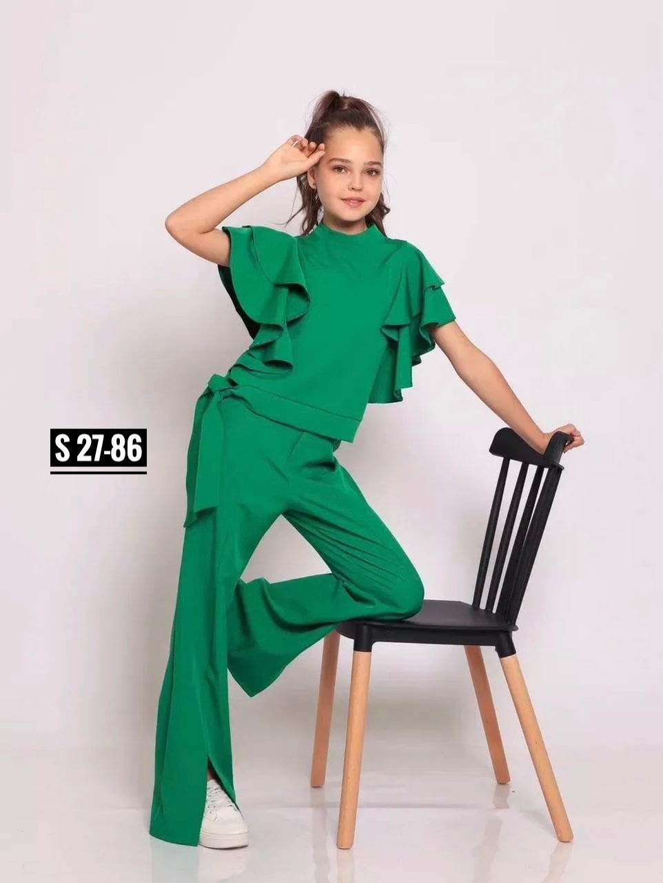 костюм брючный нарядный с воланами для подростка lemada brand,костюм брючный,костюм с брюками,костюм брючный для девочек,костюм брючный для девочки 128-134