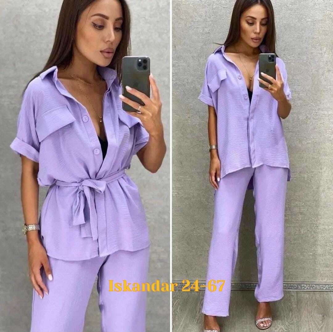 брючный костюм,брючный костюм жатка,костюм женский летний брючный,костюм двойка женский летний брючный,женский летний костюм блузка и брюки прямые цвет хаки