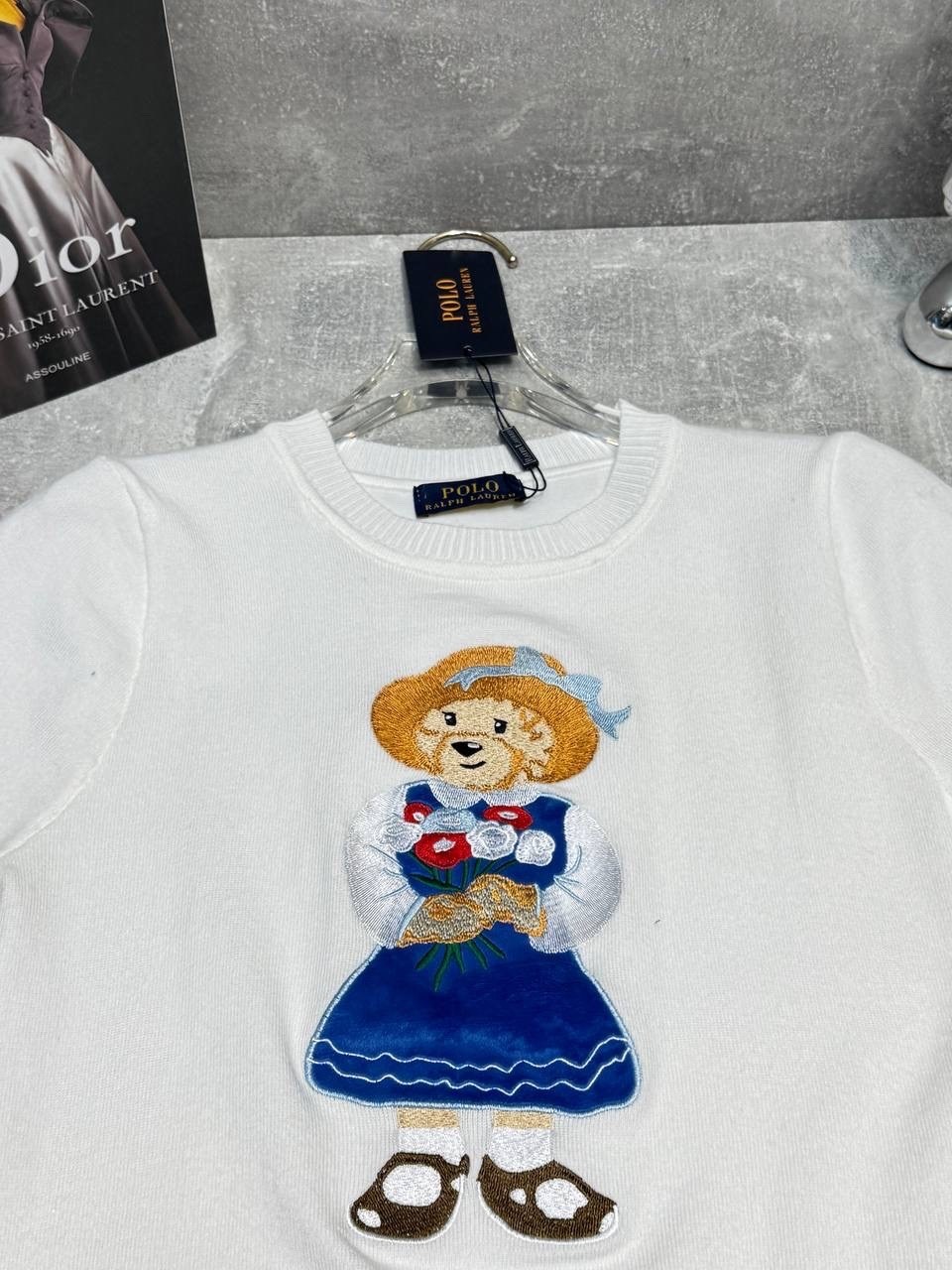 джемпер с аппликацией polo bear от ralph lauren collection,ральф лорен одежда с мишкой,свитер с мишкой,свитер с вышивкой,свитер с мишкой ральф лорен