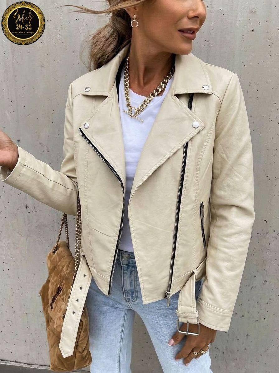 кожаная куртка косуха,куртка косуха,кожаная женская куртка-косуха в молочном цвете,кожаная куртка,куртка косуха женская