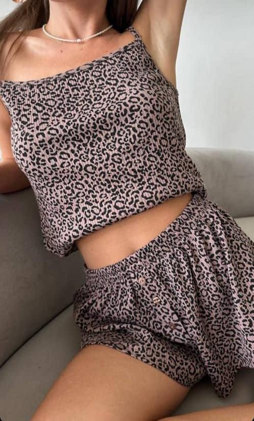 пижама женские,женская пижама с шортами,пижама с шортами,пижама леопардовый,домашняя одежда пижама