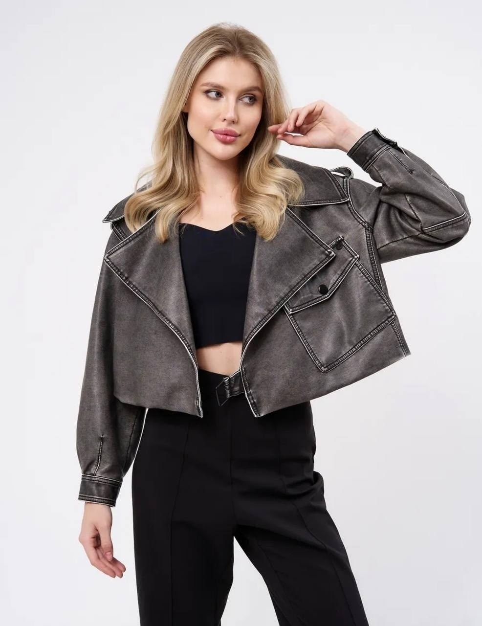 косуха винтажная куртка кожаная oversize серая mony,кожаная куртка косуха,кожаная косуха женская оверсайз,косуха кожаная куртка весенняя укороченная fashionboom,косуха кожаная женская куртка оверсайз