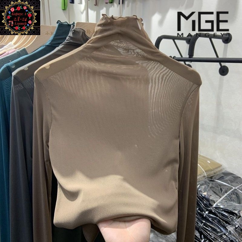 блузка с высоким воротником,женская блузка,женская водолазка,водолазка,блузка прозрачная