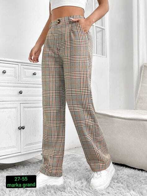 брюки в клетку,брюки в клетку с карманами,брюки женские в клетку,женские брюки,брюки в клетку прямые